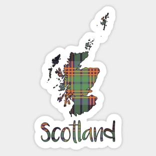 Scotland Halloween Coloured Tartan Map Typography Design Sticker